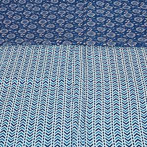 Blue Chevron Print 240 TC Algodón Cama doble Dohar (SHKR1028)-Custom King Single Twin Super King Soft Microfiber Poliéster Hoteles - Product Image 3