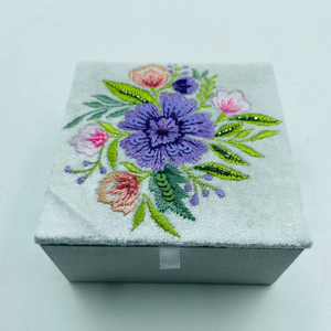 Caja de Almacenamiento de Joyas de Algodón con Cuentas Bordadas a Mano, Color Personalizable, Forma Personalizada, Patrón de Colores Mezclados para Collares y Pendientes - Product Image 1