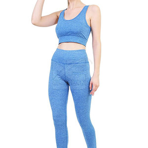 ชุดโยคะไร้รอยต่อ 2 ชิ้น คุณภาพสูงสำหรับผู้หญิง ผ้าสแปนเด็กซ์/โพลีเอสเตอร์ ระบายอากาศได้ดี เอวยางยืด ลายเรียบ สำหรับออกกำลังกายในยิม - Product Image 4