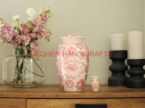 โกศเผาอลูมิเนียมสีชมพูพิมพ์ลายดอกไม้ร่วมสมัยวัตถุตกแต่งงานศพสมัยใหม่ทนทานแบบแฟนซี - Product Image 4