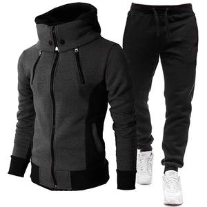Ensembles de vêtements de sport pour hommes d'hiver, respirants, antistatiques, en polaire 100% coton, sweat-shirt à capuche 2 pièces, logo personnalisé pour le fitness et les loisirs - Product Image 2