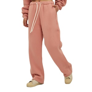 Pantalones de chándal de lana personalizados de 400GSM, los últimos pantalones de chándal informales para correr con cierre de cordón, estilo Hip Hop liso, cintura media, lavado oscuro - Product Image 3