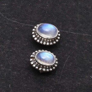 Wholesale Natural Blue <b>Moonstone</b> 4x6 mm Solid 925 Sterling Silver Bezel Setting Minimalist Stud <b>Earrings</b> Handmade Filigree - Product Image 4