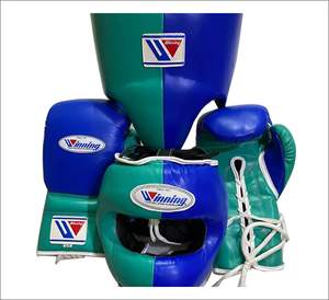Juego de guantes de boxeo y combate de cuero hechos a medida al por mayor con protector de cabeza y protector de ingle y Copa, kit de protección duradero - Product Image 3