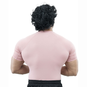 T-shirt de compression pour homme 100% coton coupe ajustée Sport Workout à manches courtes Gym Running Quick Dry Breathable Top - Product Image 4