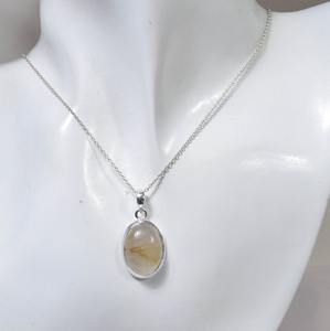 Pendentif mode rutile doré pendentif en argent sterling 925 avec pierres précieuses bijoux faits à la main forme ovale pendentif de créateur cadeau pour elle - Product Image 2