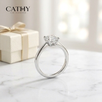 Sofort Lieferbar 1ct Runder Labor-Diamantring Solitär Labor-Diamant Verlobungsring in Silber Vier-Krappen-Fassung Brautschmuck