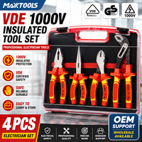 Ensemble d'outils électriques Maxxtools de 4 pièces, isolés VDE 1000V, robustes, avec coffret à outils pour électriciens professionnels, installation et réparation