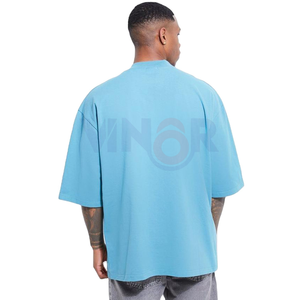 เสื้อยืดคอกลมชายโอเวอร์ไซส์ผ้าคอตตอน100% ป้องกันการยับย่นระบายอากาศได้ยาวเปิดไหล่ปล่อย - Product Image 3