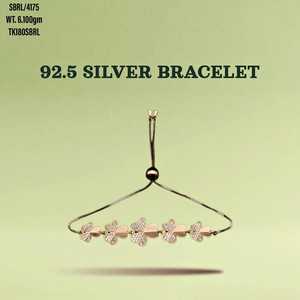 Bijoux fins Bracelet de tennis en zircon glacé en argent sterling 925 CZ Zircon fleur Bracelets plaqués or rose pour femme - Product Image 1