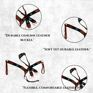 Beautifully Handcrafted <b>Floral</b> Carved Headstall and Breastplate Newly Made From Leather - Product Image 4