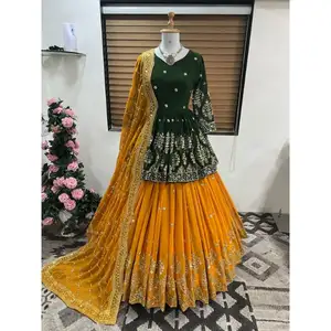 Wedding and Party Wear Faux Georgette Embroidery Work Lehenga Choli With Dupatta Ladies Fashion Wear Wholesaler From India