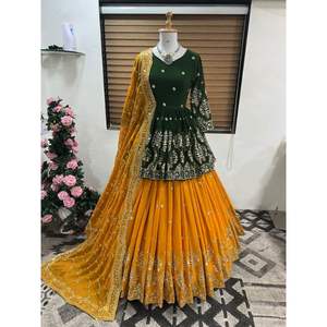 Lehenga Choli-ropa de boda y fiesta para mujer, de imitación, con bordado de Georgette, a la moda, venta al por mayor de la India - Product Image 1