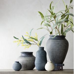 Poterie en céramique rustique texturée en argile indienne, Vintage, décoration de maison, Vase en terre cuite rétro de ferme - Product Image 5