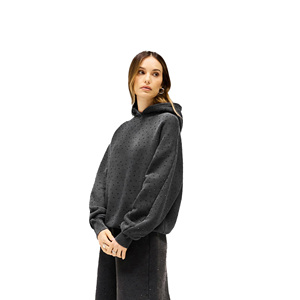 Sudadera con capucha de invierno ecológica 100% algodón 280 con diamantes de imitación negros informales para mujer con estampado personalizado frontal Sudadera con capucha - Product Image 2