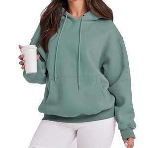 2026 meilleure qualité femmes mode sweat à capuche 100% coton tricoté tissu manches longues et col à capuche coupe ample pour l'hiver - Product Image 1