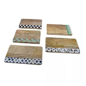 Plato para servir de madera de mango con junta de resina de madreperla, tabla de queso de madera de mango Natural de alta calidad, nuevos artículos de cocina - Product Image 4