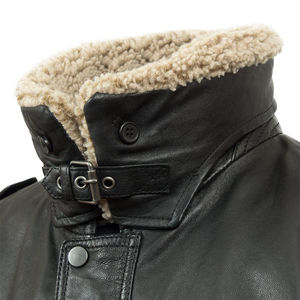 Chaqueta de cuero con cuello vuelto para motocicleta de alta calidad, cremallera de invierno holgada para hombre, forro de algodón cálido a prueba de viento, calle alta - Product Image 4