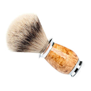 Cepillo de pelo sintético de cerdas suaves para hombres, brocha de afeitar con mango sólido, Etiqueta Privada, para Barba - Product Image 4