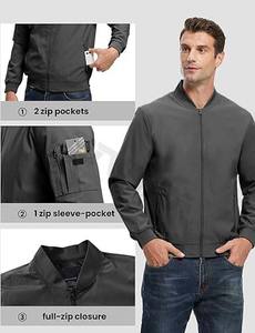 Chaqueta de moto de verano formal para hombre, lona de un solo pecho, poliéster/algodón con cuello alto y técnicas bordadas - Product Image 5
