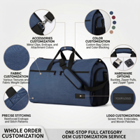Sac de sport léger en polyester bleu, sac de voyage avec bretelles rembourrées, poches latérales en mesh, sangles résistantes pour le fitness