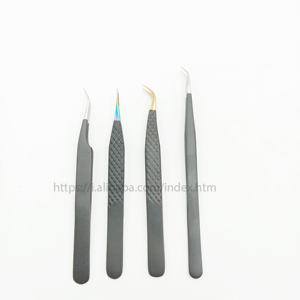 Offre Spéciale de maquillage pointe inclinée en acier inoxydable pince à cils droite personnalisée outils d'extension privée pince à épiler ensemble - Product Image 2