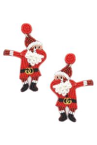 Cuteness Stylish Handmade Beaded <b>Red</b> Santa <b>Drop</b> Dangle Embroidery <b>Earring</b> Premium Luxury Fancy And Unique Elegant From India - Product Image 3