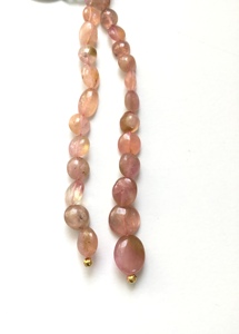 ลูกปัดทัวร์มาลีนสีชมพูอ่อนธรรมชาติ ขัดเรียบ 2 เส้น สำหรับทำเครื่องประดับอัญมณี - Product Image 2