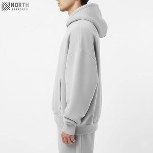 Sweat à capuche surdimensionné en éponge française Vintage personnalisé 100% coton lourd délavé à l'acide gris vieilli avec motif imprimé - Product Image 3