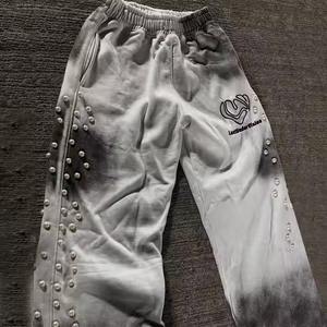 Custom Men's Jogging Baggy French Terry Casual <b>Sun</b> Faded Sweatpants 100% Cotton Outdoor Diamond Elastic Waist Rhinestone Sports - Product Image 2