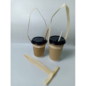 Meilleure vente 2024 porte-gobelet en bambou jetable porte-gobelet en bambou pour emporter porte-gobelet à thé au lait en bambou naturel fait à la main - Product Image 6