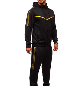 Custom 100% Cotton Black Training Tracksuit for Men | Two Piece Sportswear Sweatsuit Set for Gym and Casual Wear - Product Image 4