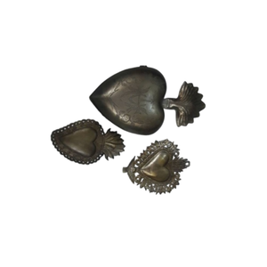 Ensemble 2 pièces en métal fini antique cœur sacré avec support Milagros cristal fini pour dessus de table décoratif catholique cadeau décor - Product Image 6