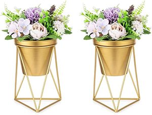 Pot de jardinière de jardin de fleur de forme ronde en laiton avec support décor à la maison lingot de laiton fini polonais - Product Image 3