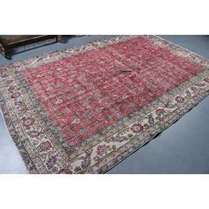 Tapis turc 6,9 x 10,2 pieds, tapis vintage surdimensionné, tapis en laine camouflage rouge - Product Image 2