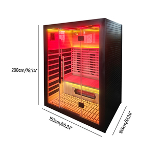 Factory Wholesale Indoor Spa 3 Persons Hemlock Wooden Sauna Room with <b>Red</b> <b>Light</b> <b>Therapy</b> - Product Image 6