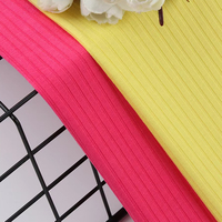 Tissu en maille côtelée polyester élasthanne 230 g/m² 2x2, teint uni, couleurs personnalisées, respirant, extensible, anti-boulochage, pour vêtements de sport et maillots de bain