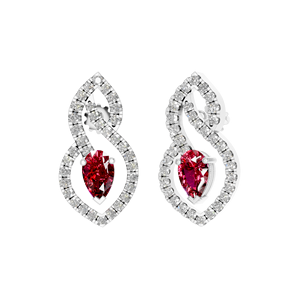 Déclaration moderne Bijoux fins 950 Platine Boucles d'oreilles Rubis synthétique Pierre précieuse Poire Coupe VVS Moissanite Tendance Femmes - Product Image 3