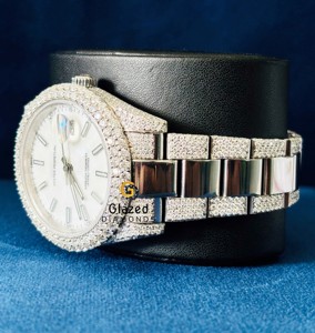 Montre personnalisée de luxe en acier inoxydable glacé pour hommes Top Brand Hip Hop Style VVS Moissanite Diamond Analog Dial Glass - Product Image 4