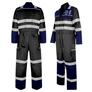 Ensemble de vêtements de travail imperméables en polyester à prix compétitifs, vêtements de sécurité réfléchissants avec logo personnalisé, bavette à boutons, col rond - Product Image 3