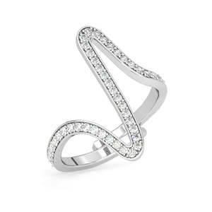 Bague de doigt CLARA Romantique en argent sterling 925 plaqué rhodium avec diamant, motif battement de cœur, et technologie d'incrustation ajustable - Product Image 1