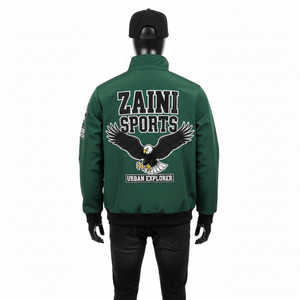 Chaqueta Softshell Premium de 320 GSM, Resistente al Viento y al Agua, Color Verde con Paneles en las Mangas, Chaqueta Softshell Personalizada para Hombre - Product Image 2