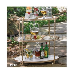 Chariot de service rectangulaire en métal moderne à 2 niveaux Meubles décoratifs de haute qualité pour la cuisine - Product Image 4