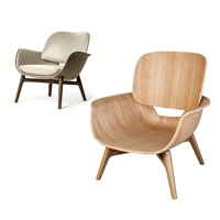 LIDENG Factory Custom Modern Leisure Living Room Eucalyptus Plywood Curved Design Chair Sofa Frames Dining Table Home Furniture