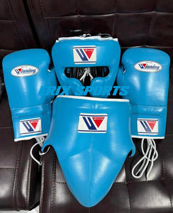 Juego de combate de boxeo ganador de alta calidad, guantes de cuero, casco y protector de ingle con función de muñeca con cordones para entrenamiento de combate - Product Image 2