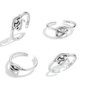 925 Rose Gold & 18K Plated Argent <b>Ring</b> Fashionable Oeil D'Horus Inlay Signet with Trendy Eye Shape 1st Number Style - Product Image 4