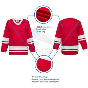 เสื้อฮอกกี้น้ำแข็งดีไซน์ใหม่ เสื้อซ้อมทีมฮอกกี้แบบเปล่า ผลิตจากโพลีเอสเตอร์ 100% แบบสวม ปรับแต่งได้สำหรับลีก - Product Image 2