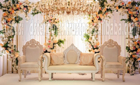 Canapé de scène de mariage avec deux chaises, ensemble canapé moderne à dossier haut pour mariage asiatique, or blanc, causeuse de marié, scène Canada