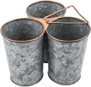 Best Sale Galvanized 3-Compartment Utensil Caddy For Parties Utensil Serve Ware Holder Dining Table Counter Top - Product Image 5