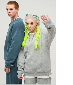 เสื้อสเวตเตอร์คอกลมสำหรับผู้ชายและผู้หญิงเสื้อสเวตเตอร์คอกลมน้ำหนักมากโอเวอร์ไซส์ผ้าฝ้าย100% ตามสั่ง - Product Image 4